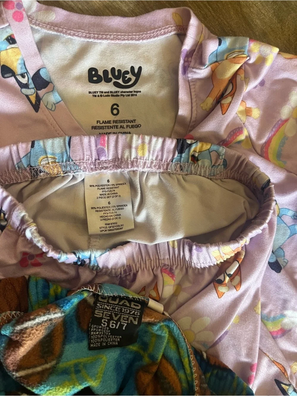 Kids 2-Piece Pajama Set - Blue Football Pants & Light Purple Cartoon Dog Top